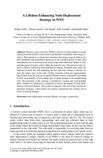 (PDF) A Lifetime Enhancing Node Deployment Strategy in WSN