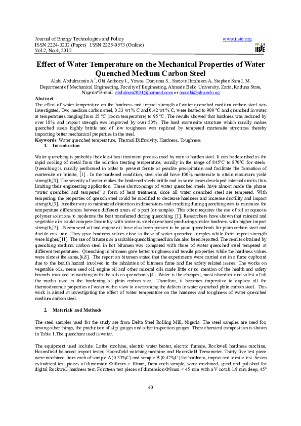(PDF) Effect of Water Temperature on the Mechanical Properties of Water