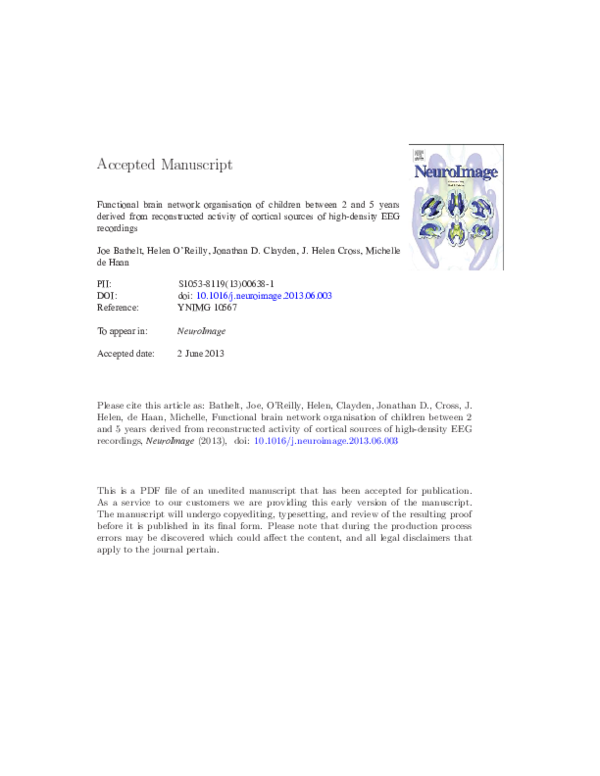(PDF) Functional brain network organisation of children between 2 and 5 ...