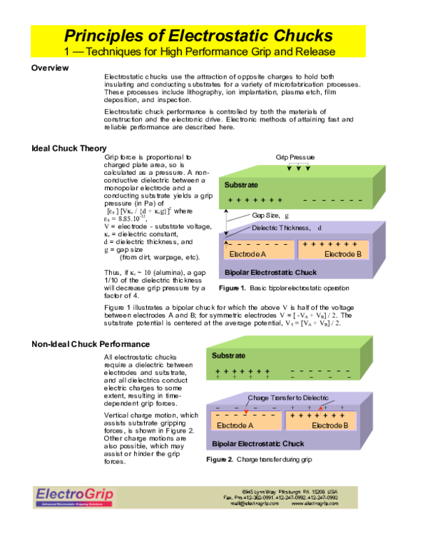 (PDF) Electrostatic Chucks; High Performance Grip and Release Chris M