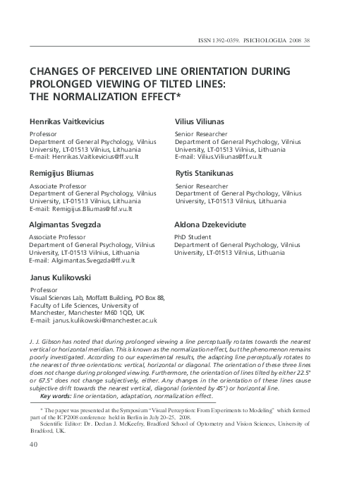 (PDF) Influences of prolonged viewing of tilted lines on perceived line ...
