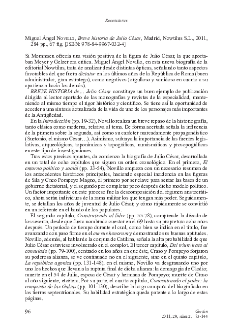 (PDF) Breve Historia de… Julio César. M. A. Novillo