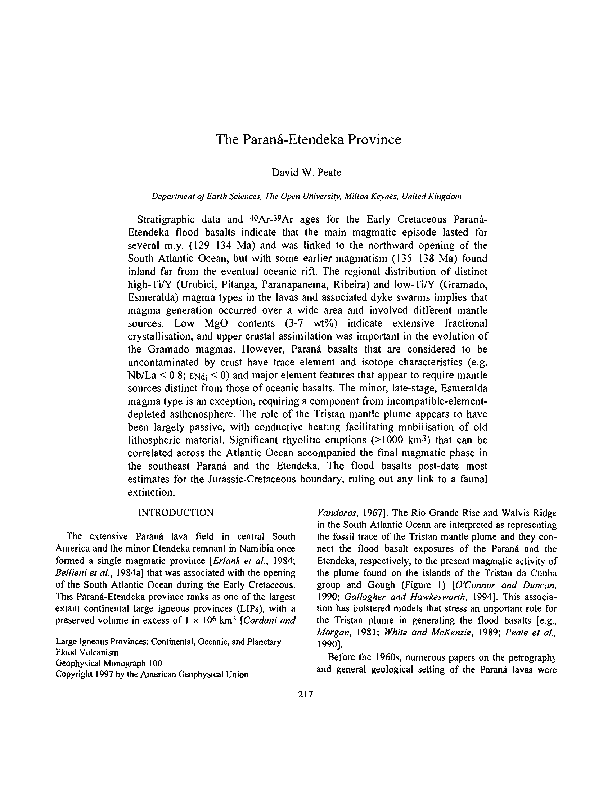 PDF) The Parana-Etendeka Province