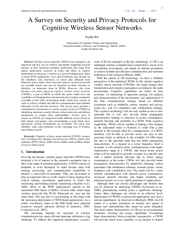 (PDF) A Survey on Security and Privacy Protocols for Cognitive Wireless ...