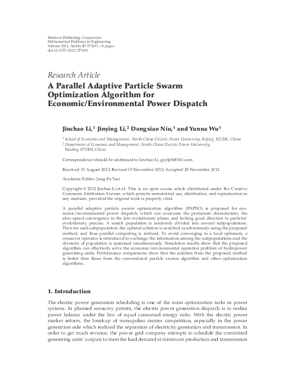 (PDF) A Parallel Adaptive Particle Swarm Optimization Algorithm for ...