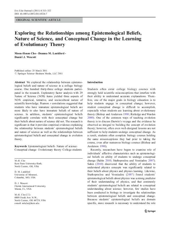 (PDF) Exploring the relationships among epistemological beliefs, nature ...