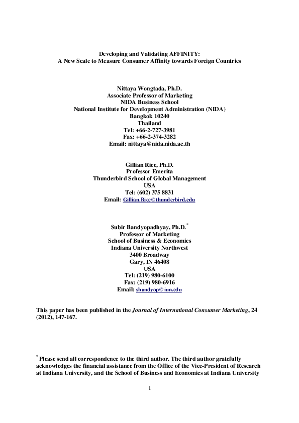 (PDF) Developing and Validating AFFINITY: A New Scale to Measure ...