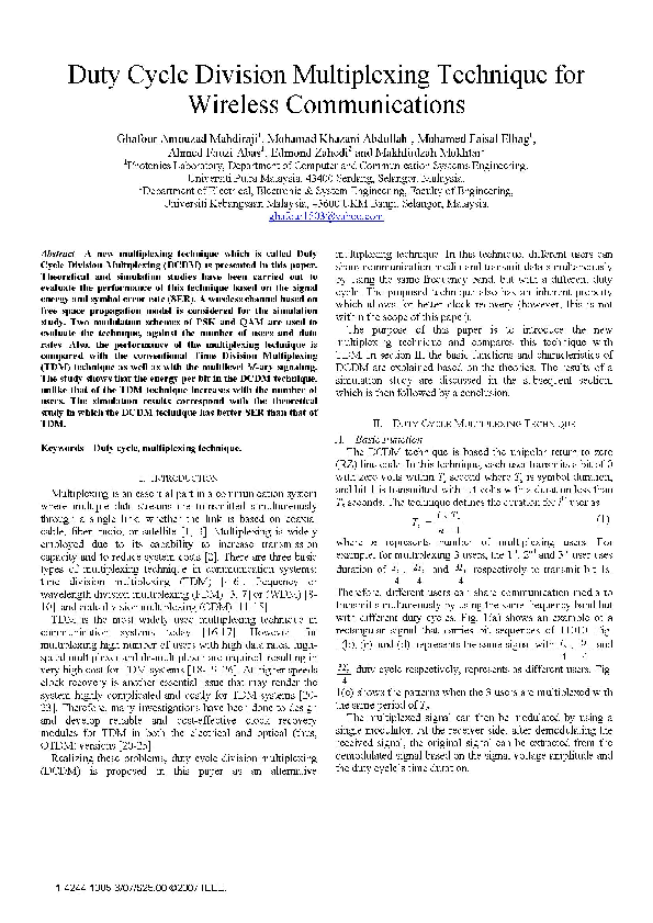 (PDF) Duty Cycle Division Multiplexing Technique for Wireless ...