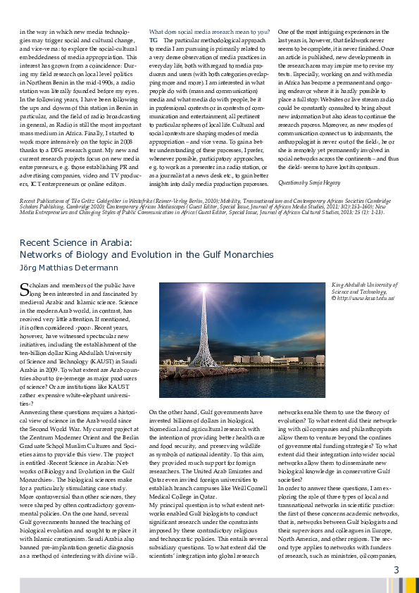 Pdf Recent Science In Arabia Networks Of Biology And Evolution In The Gulf Monarchies Jorg Matthias Determann Academia Edu