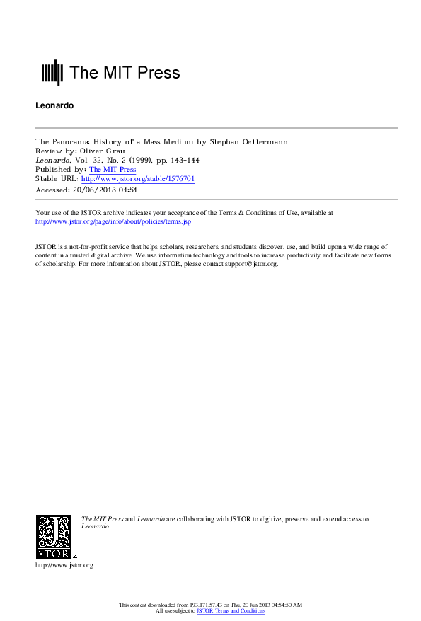 PDF) The Panorama: History of a Mass Medium by Stefan