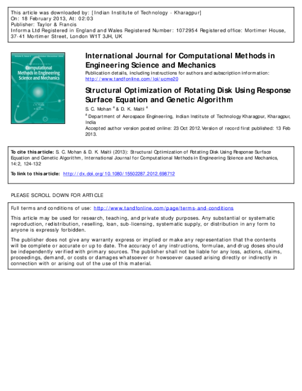(PDF) Structural Optimization of Rotating Disk using Response Surface
