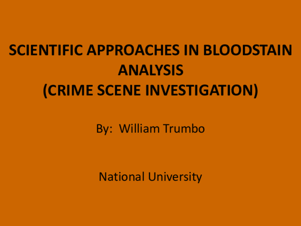 (PPT) Bloodstain Analysis Thesis PowerPoint Presentation