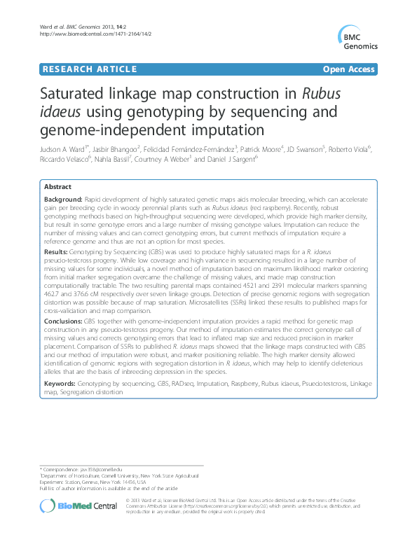 (PDF) Saturated linkage map construction in Rubus idaeus using ...