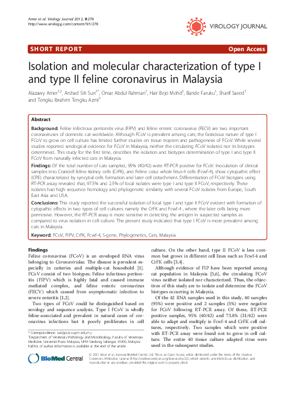 (PDF) Isolation and molecular characterization of type I and type II ...