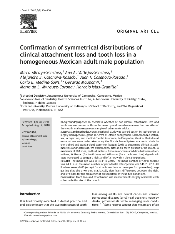 (PDF) Confirmation of symmetrical distributions of clinical attachment loss and tooth loss in a