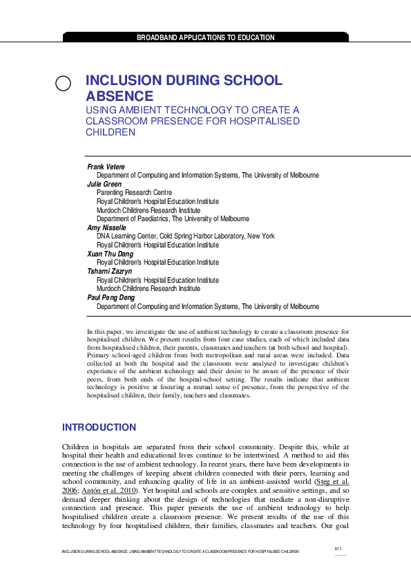 (PDF) Inclusion during school absence