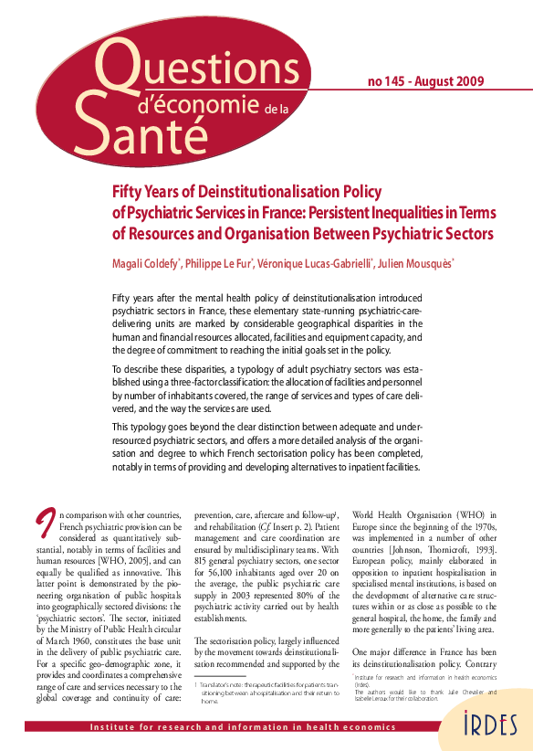 (PDF) Fifty Years of Deinstitutionalisation Policy of Psychiatric ...