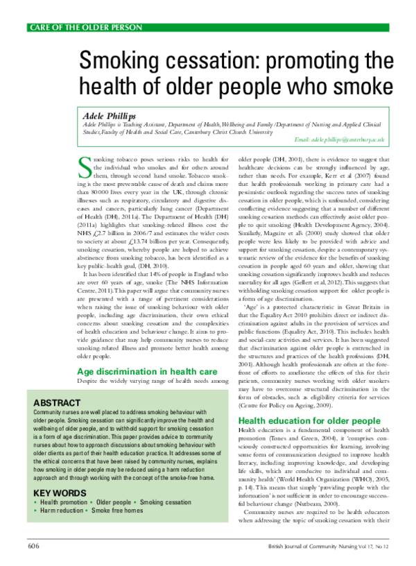 (PDF) Smoking cessation promoting the health of older people who smoke