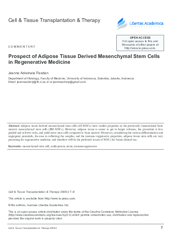 (PDF) Prospect of Adipose Tissue Derived Mesenchymal Stem Cells in ...