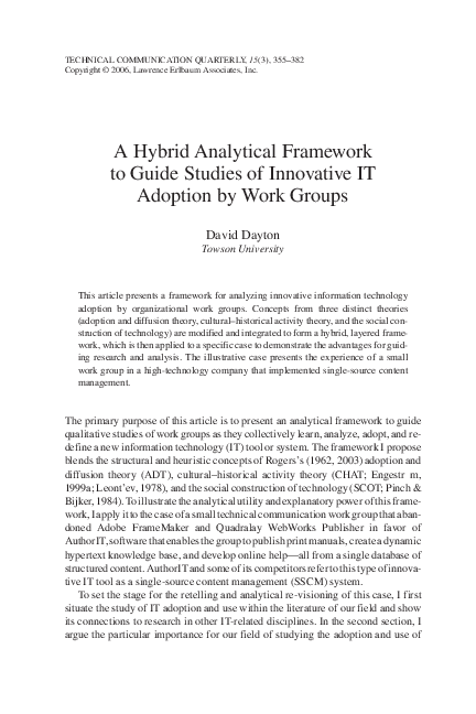 (PDF) A hybrid analytical framework to guide studies of innovative IT ...