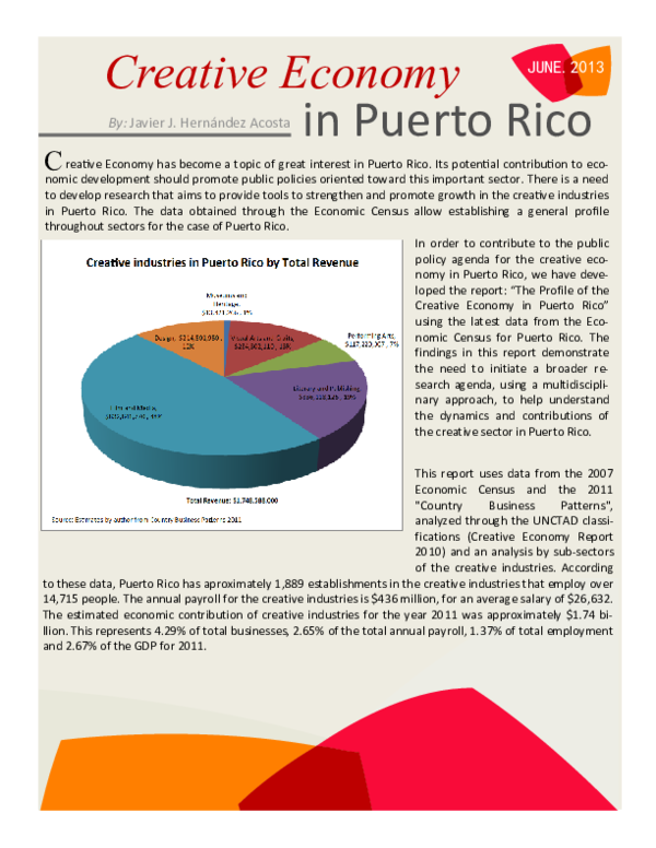 (PDF) Profile of the Creative Economy in Puerto Rico (Summary English