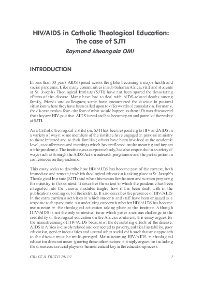 (PDF) HIV/AIDS and Theological Education