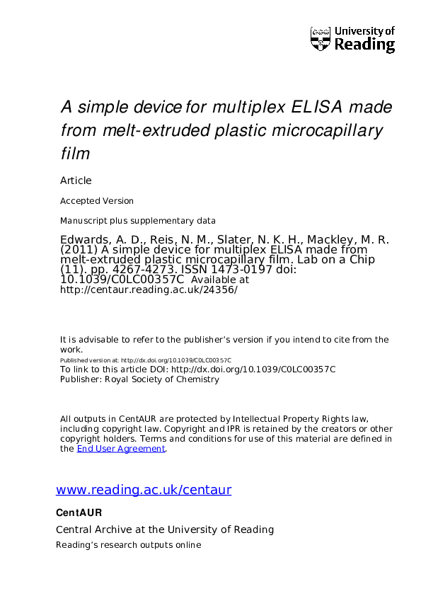 (PDF) A simple device for multiplex ELISA made from meltextruded