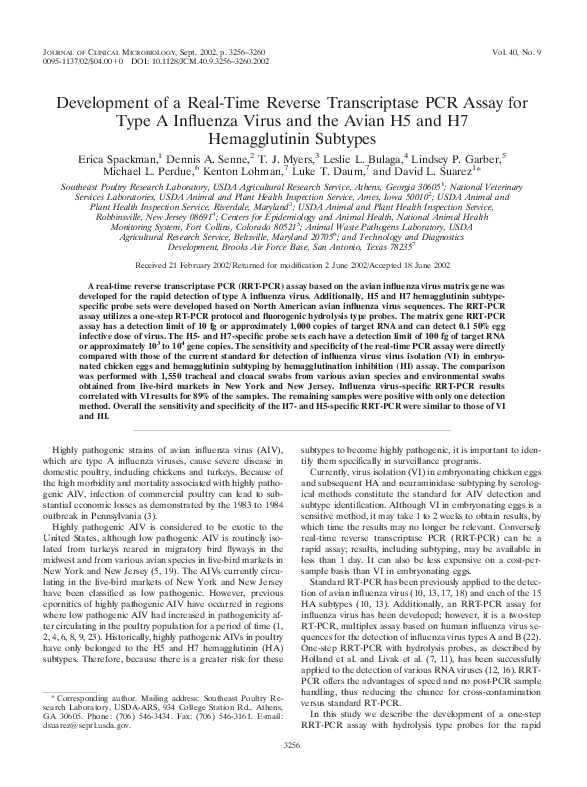 (PDF) Development of a Real-Time Reverse Transcriptase PCR Assay for ...