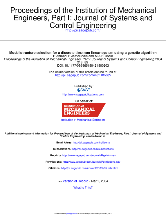 (PDF) Model structure selection for a discrete-time non-linear system ...