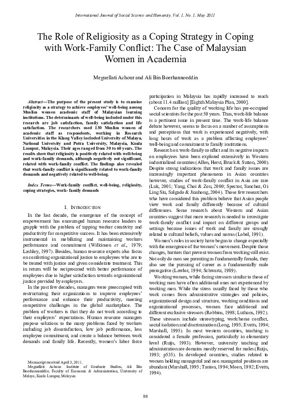 (PDF) The Role of Religiosity as a Coping Strategy in Coping with Work ...
