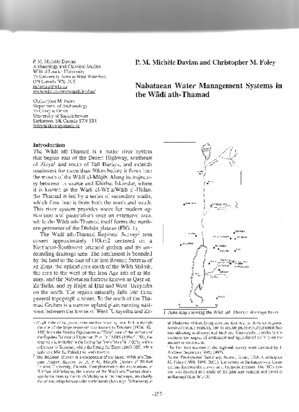 Daviau and FoleyNabataean Water Management Systems SHAJ 7 P M