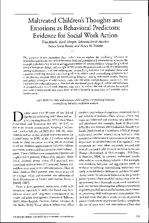 (PDF) Maltreated Childrens Thoughts and Emotions as Behavioral Predictors