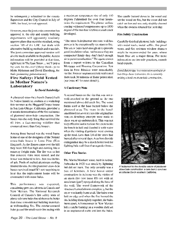 (PDF) 1994 Straw bale building fire safety field test LS David A. Bainbridge Academia.edu