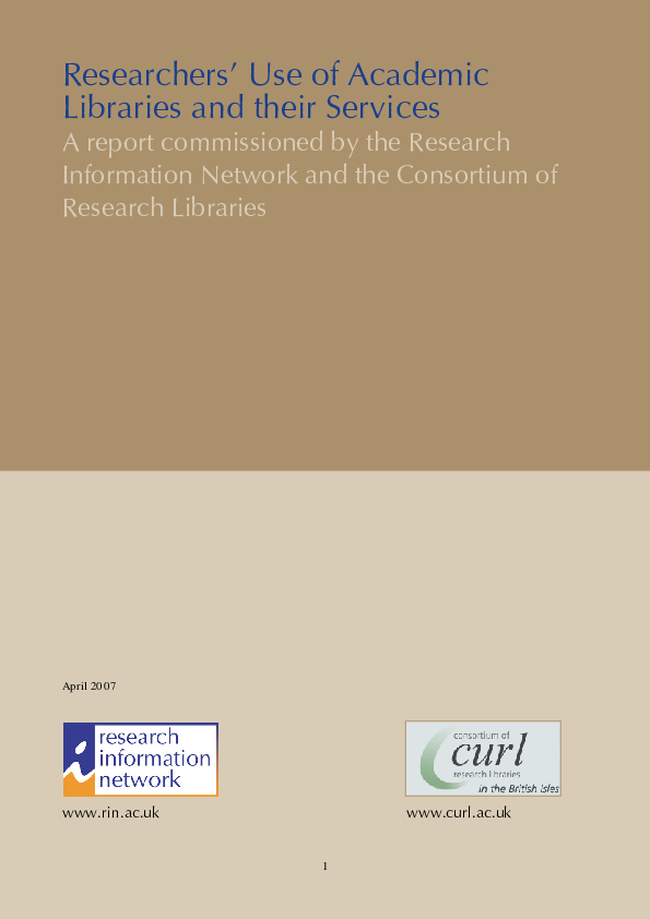 (PDF) Researchers’ Use of Academic Libraries and their Services A ...