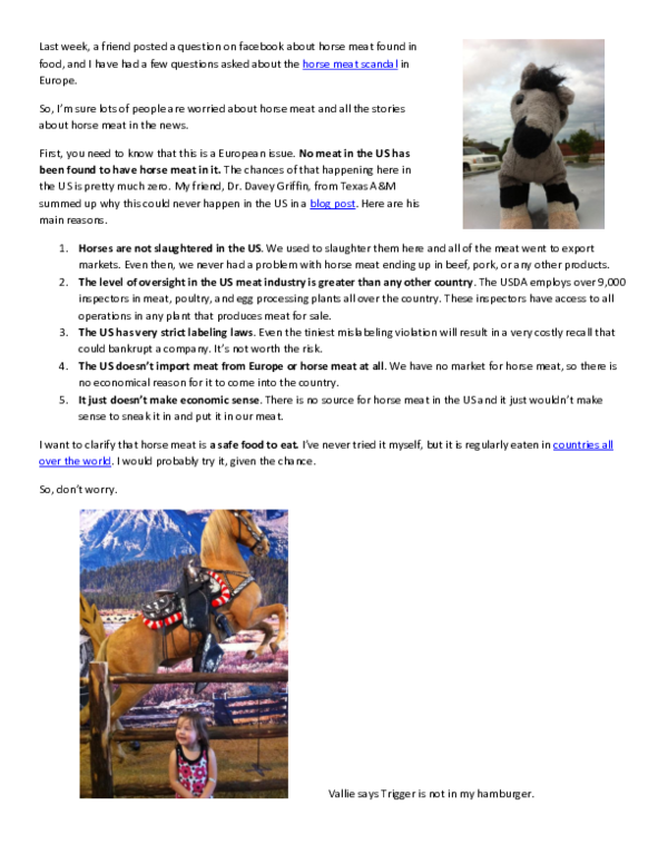 (DOC) EUROPEAN Horse meat Scandal Janeal Yancey Academia.edu