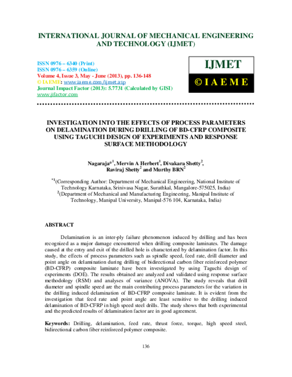 (PDF) INVESTIGATION INTO THE EFFECTS OF PROCESS PARAMETERS ON ...