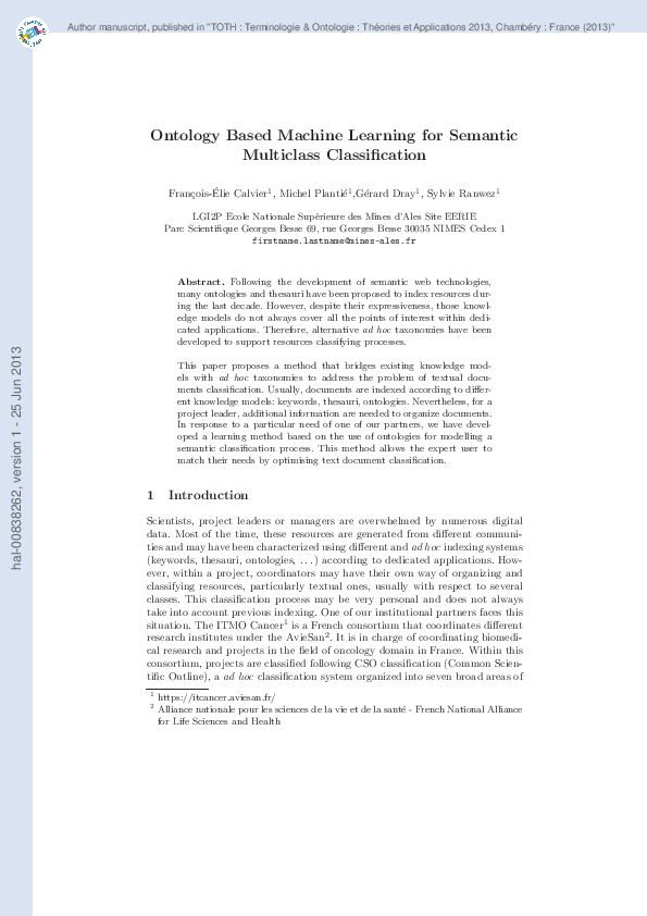(PDF) Ontology Based Machine Learning for Semantic Multiclass ...