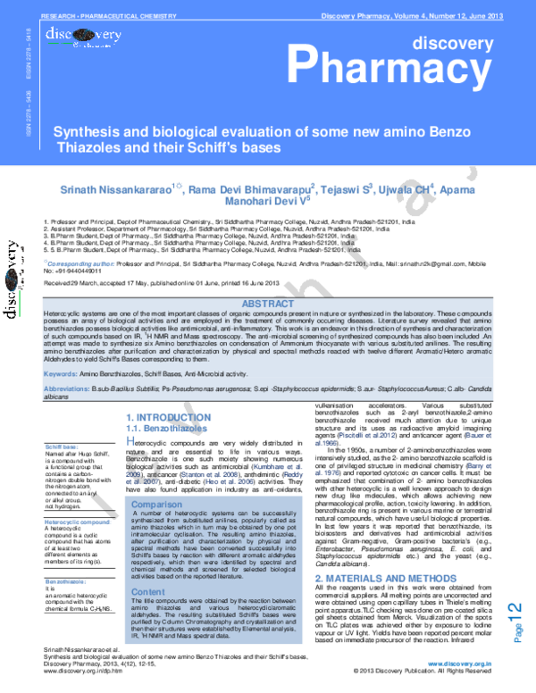 (PDF) Synthesis and biological evaluation of some new amino Benzo ...