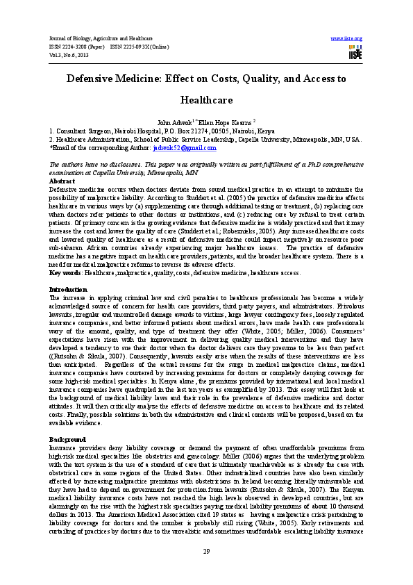 Defensive medicine essay image