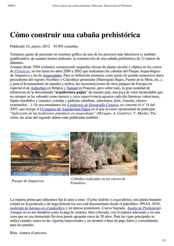 (PDF) Cómo construir una choza prehistórica. Aproximación Experimental.