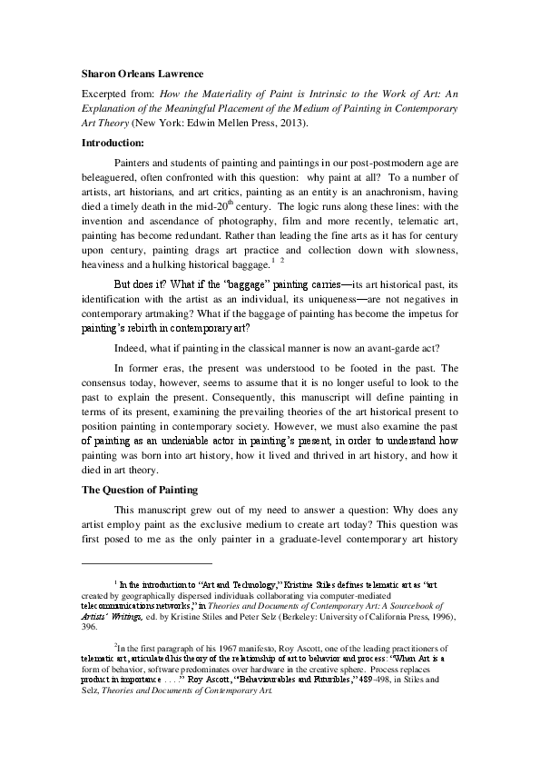 (DOC) Introduction, How the Materiality of Paint is Intrinsic to the