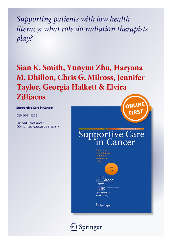 (PDF) Smith et al 2013 Supportive Care in Cancer Radiation therapists