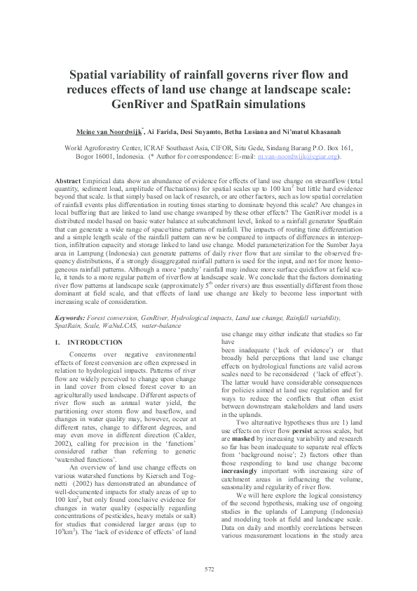 (PDF) Spatial variability of rainfall governs river flow and reduces ...