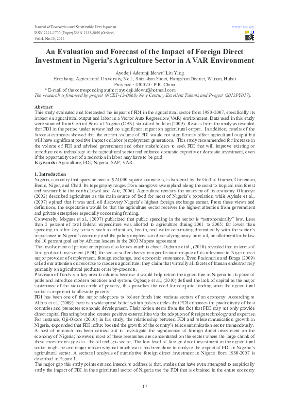 (PDF) An Evaluation and Forecast of the Impact of Foreign Direct ...