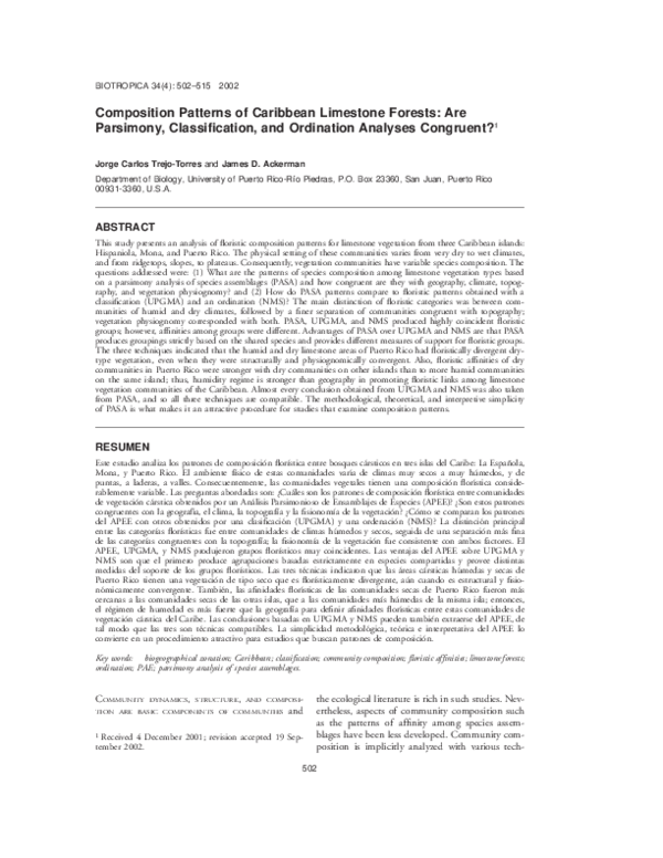 The Interpretation of Ecological Data A Primer on Classification and Ordination
