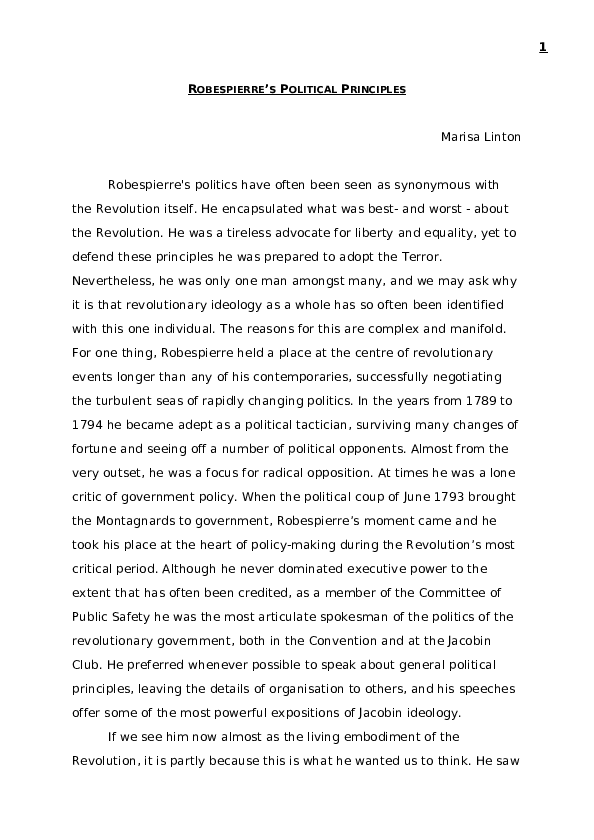 (DOC) ‘Robespierre’s Political Principles’, in Colin Haydon and William