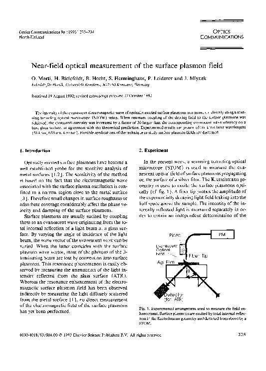 (PDF) Near-field optical measurement of the surface plasmon field