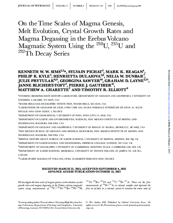 (PDF) On the time scales of magma genesis, melt evolution, crystal ...