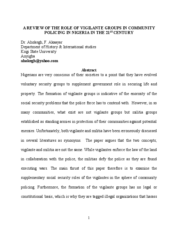 Vigilante essays picture