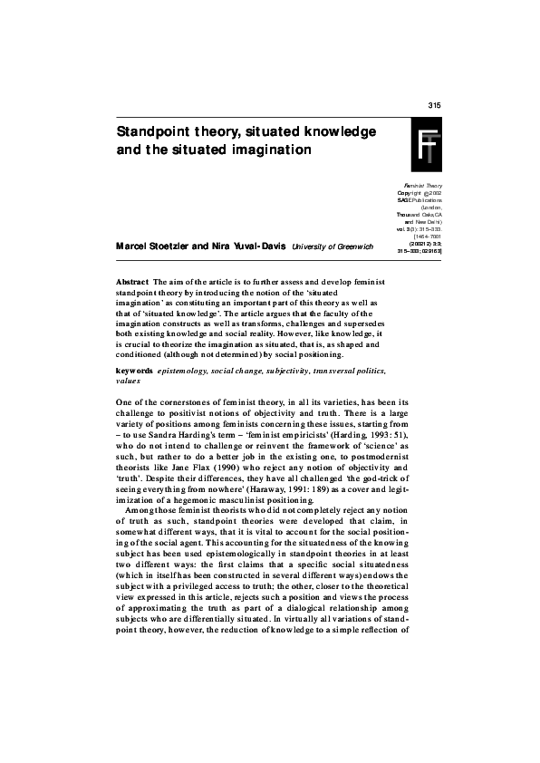 Standpoint theory gender picture